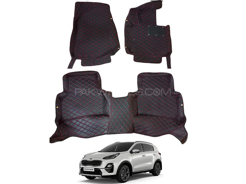 Kia Sportage 2019-2021 7D Luxury Floor Mats With Burrs - Black & Red for sale in Karachi Image-1