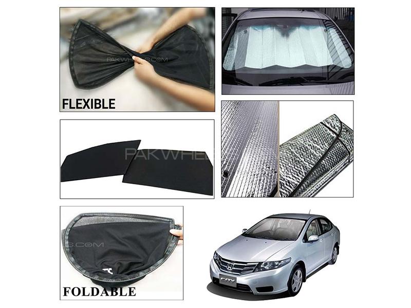 Honda City 2009-2021 Foldable Shades And Front Silver Shade - Bundle Pack  Image-1