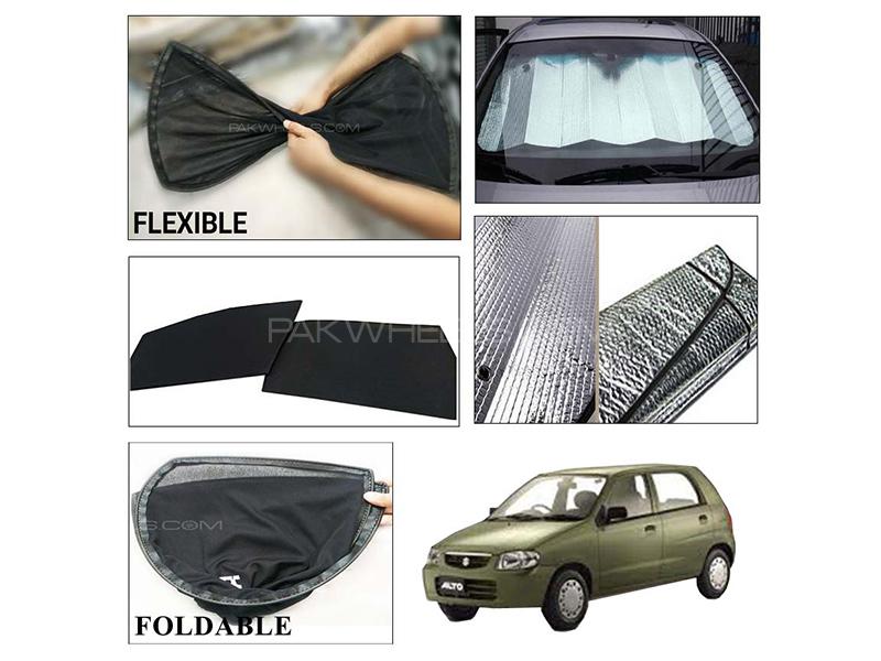 Suzuki Alto 2000-2012 Foldable Shades And Front Silver Shade - Bundle Pack  Image-1