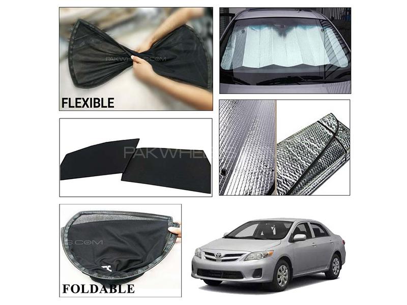 Toyota Corolla 2008-2014 Foldable Shades And Front Silver Shade - Bundle Pack  Image-1