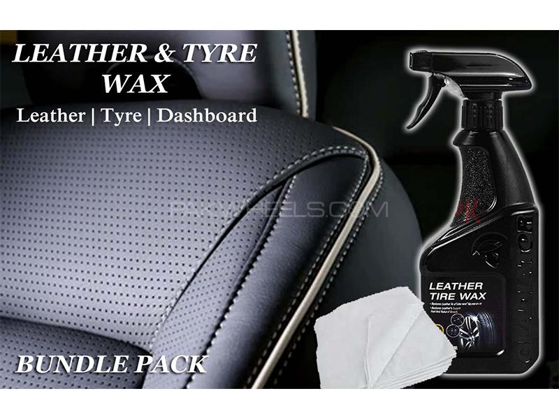 Gladiator Leather And Tyre Wax Spray With Microfiber Cloth - Bundle Pack  Image-1
