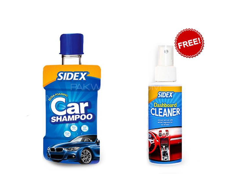 Sidex Extra Foaming Car Shine Shampoo 500ml With Free Dashboard Cleaner 120ml Image-1