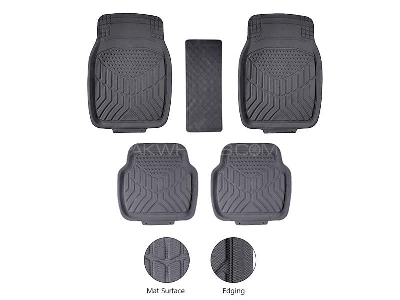 Diamond Pvc Standard Universal Car Floor Mat Grey 903 | All Weather Protection | Front And Rear  Image-1