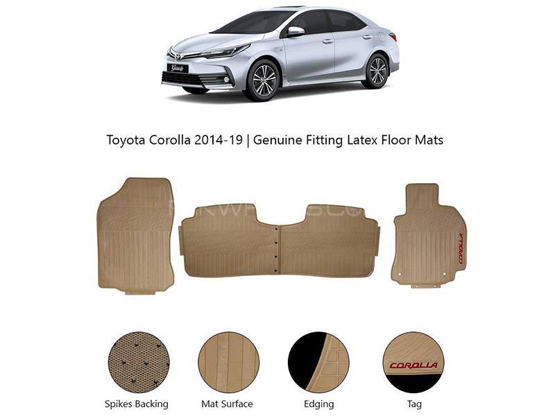 Diamond Latex Premium Beige Toyota Corolla 2014-2021 Floor Mats| Plastic | Water Proof | Rubber Mats Image-1