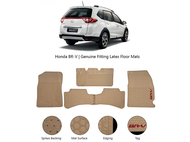 Diamond Latex Premium Beige Honda Brv Floor Mats| Plastic | Water Proof | Rubber Mats Image-1