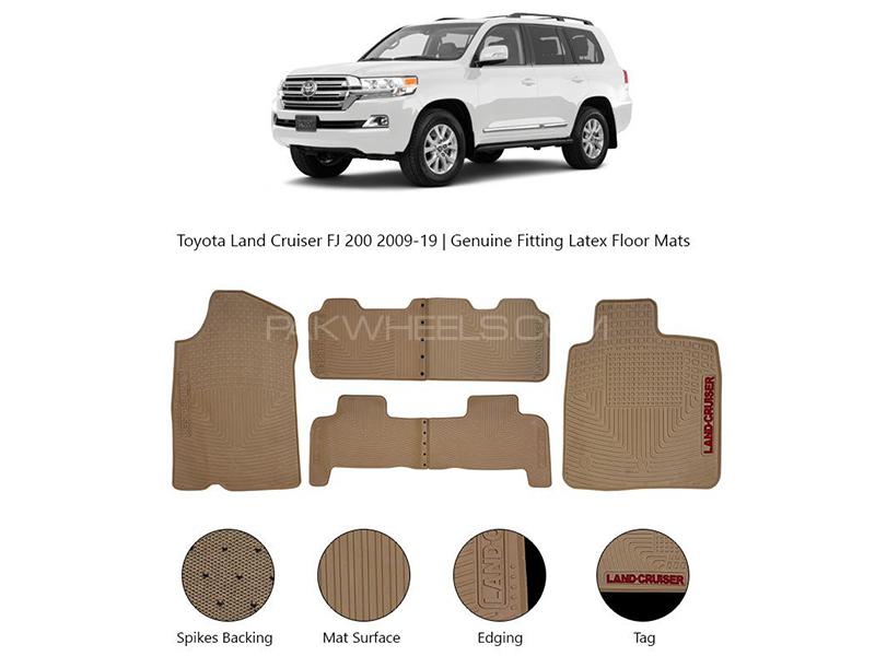 Diamond Latex Premium Beige Toyota Land Cruiser 2009-2021 Floor Mats| Plastic | Water Proof | Rubber Image-1
