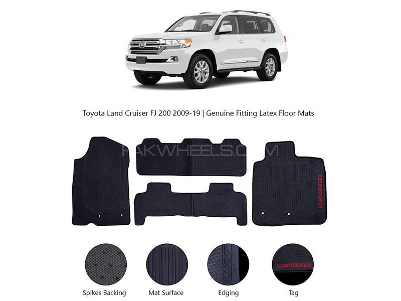 Diamond Latex Premium Black Toyota Land Cruiser 2009-2021 Floor Mats| Plastic | Water Proof | Rubber Image-1