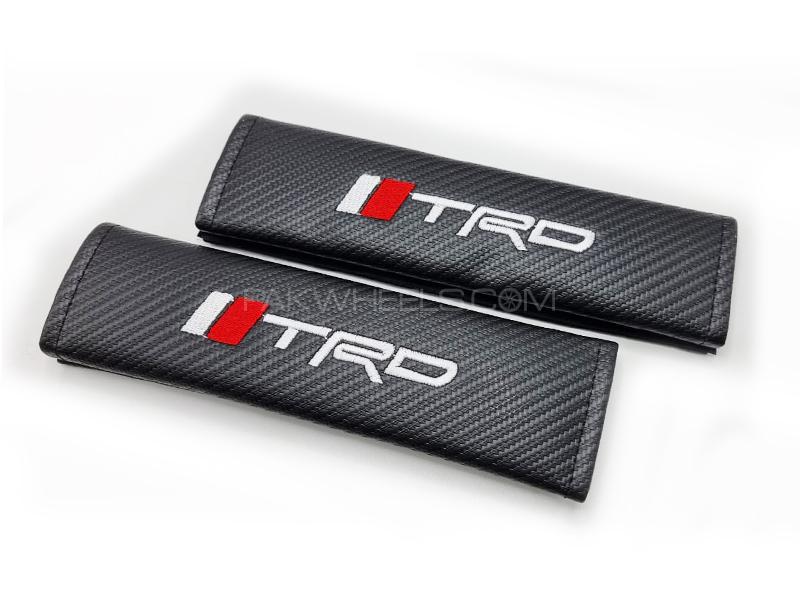 TRD Carbon Fiber Style Seat Belt Covers Black Image-1