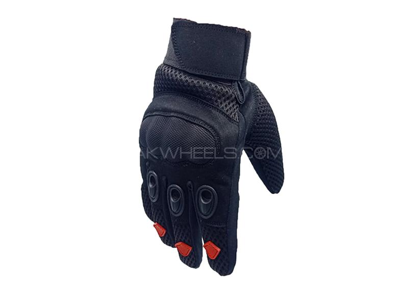 Motorcycle Summer All Season Mesh Gloves Black Red Medium Image-1