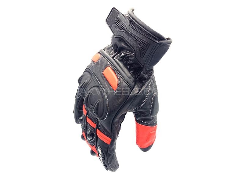 Motorcycle Genuine Touring Leather Gloves Red Large Image-1