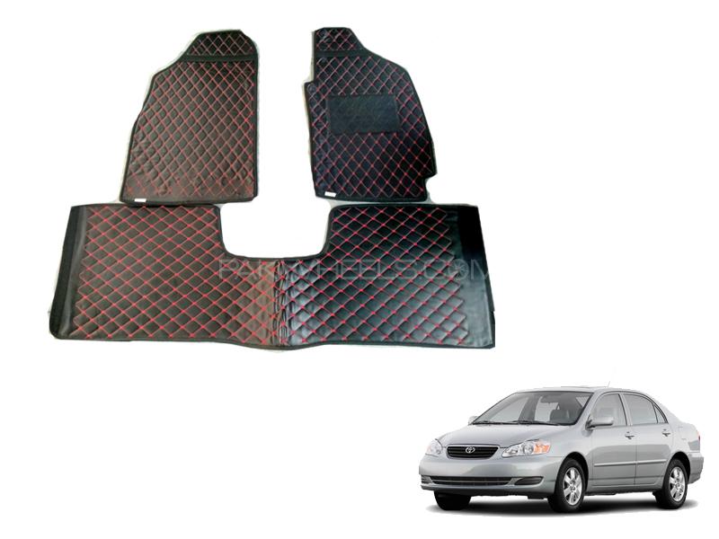 Toyota Corolla 7D Diamond Cut Floor Mats 2002-2008 Black Red for sale in لاہور Image-1