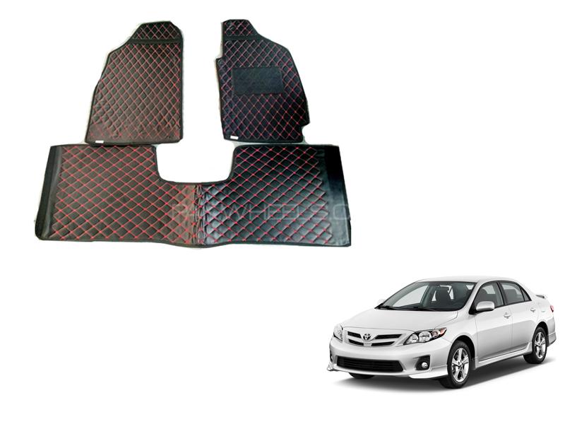 Toyota Corolla 7D Diamond Cut Floor Mats 2009-2012 Black Red for sale in لاہور Image-1