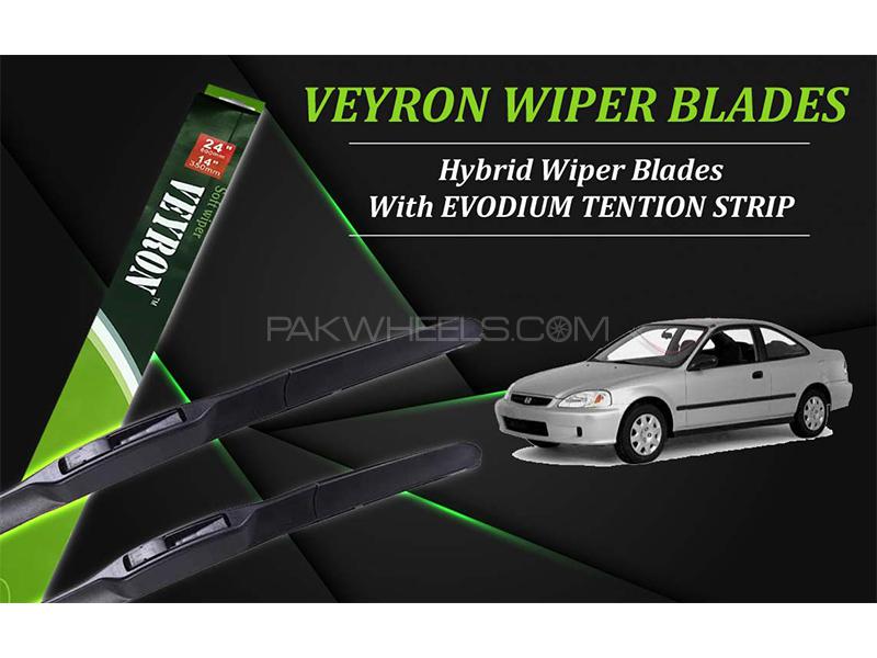 Honda Civic 1995-2001 VEYRON Hybrid Wiper Blades | Non Scratchable | Graphite Coated Image-1