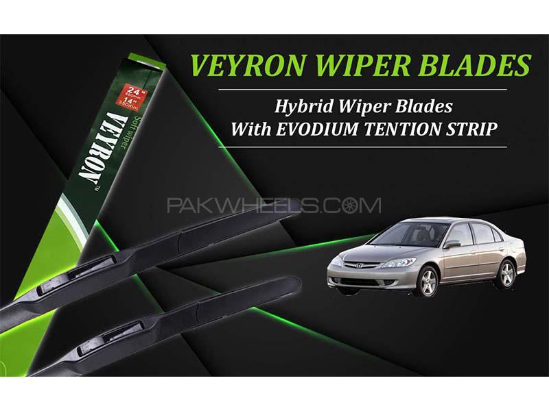 Honda Civic 2001-2006 VEYRON Hybrid Wiper Blades | Non Scratchable | Graphite Coated Image-1