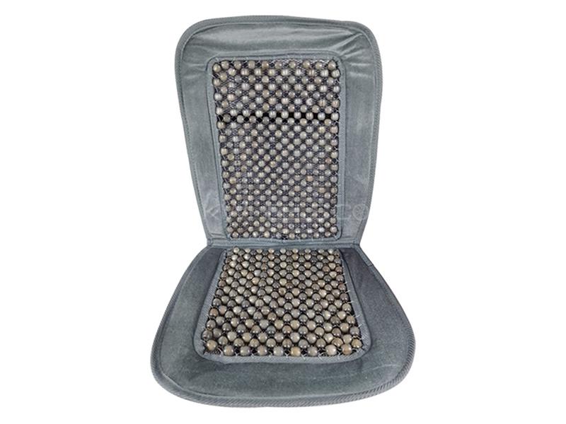 Universal SOGO Pearl Moti Summer Seat Cushion Velvet | Wooden Beaded Massage - Grey - 2Pcs Image-1