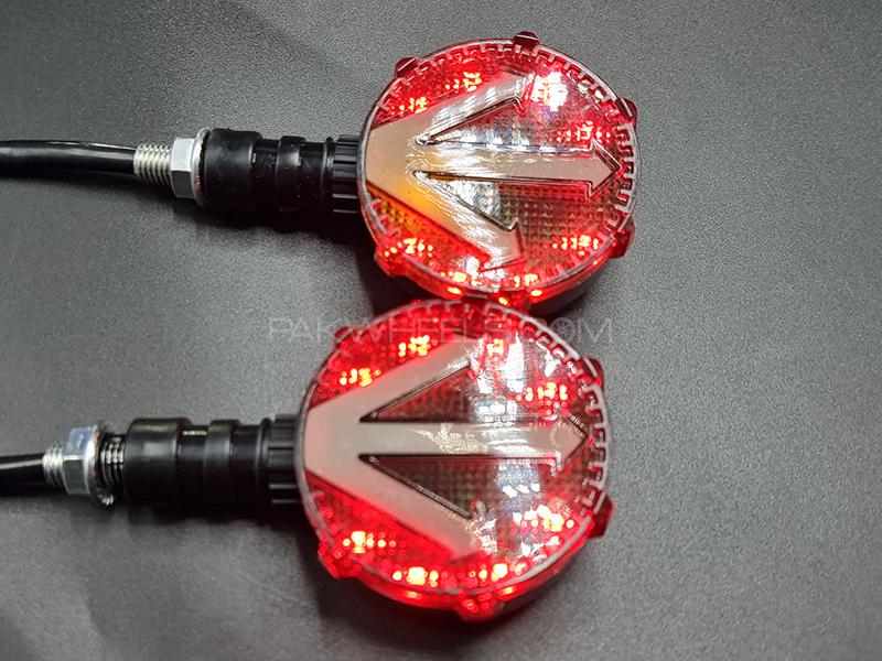 Motorcycle Red Round Indicator LED sequential Turn Signal 2pc Image-1