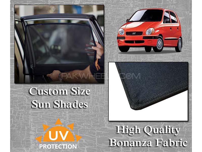 Hyundai Santro 2003-2014 Sun Shades | Bonanza Fabric | Thick Rods | Original Size Image-1