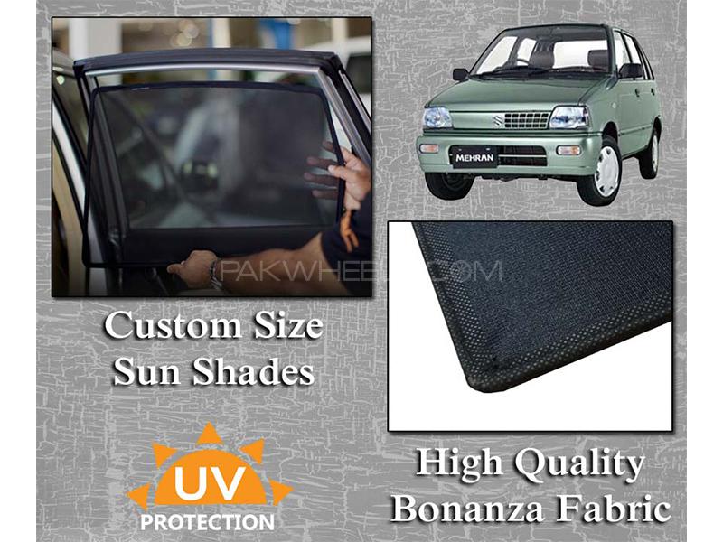 Suzuki Mehran 1988-2019 Sun Shades | Bonanza Fabric | Thick Rods | Original Size Image-1