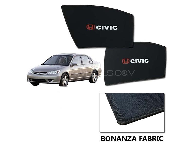Honda Civic 2002-2006 Sun Shades With Logo | Bonanza Fabric | Heat Proof  Image-1