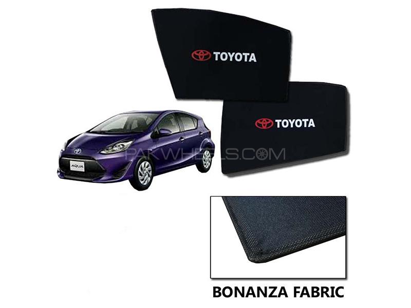 Toyota Aqua 2013-2022 Sun Shades With Logo | Bonanza Fabric | Heat Proof  Image-1