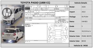 Used Toyota Passo X S  2020