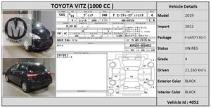 Used Toyota Vitz F 1.0 2019