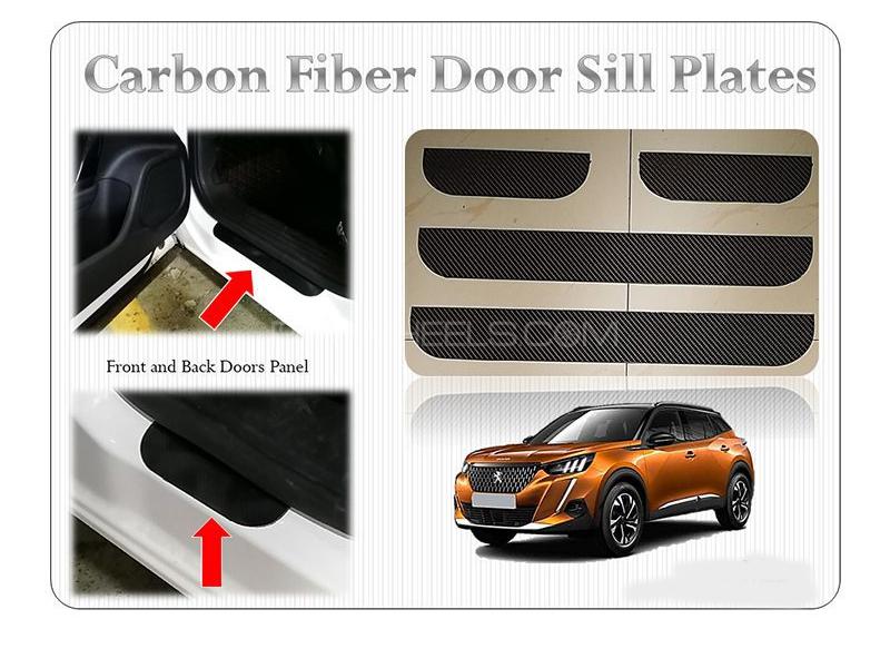 Universal Carbon Fiber Style Door Sill Plates Scratch Protection Image-1