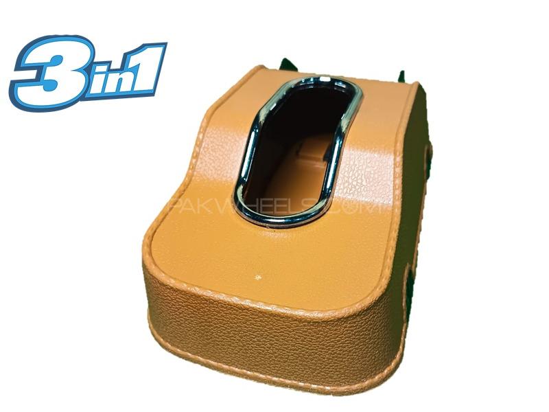 Car Dashboard Tissue Box Mobile Holder Card Holder Beige  Car Dashboard Tissue Box Mobile Holder Card Holder Beige  Image-3