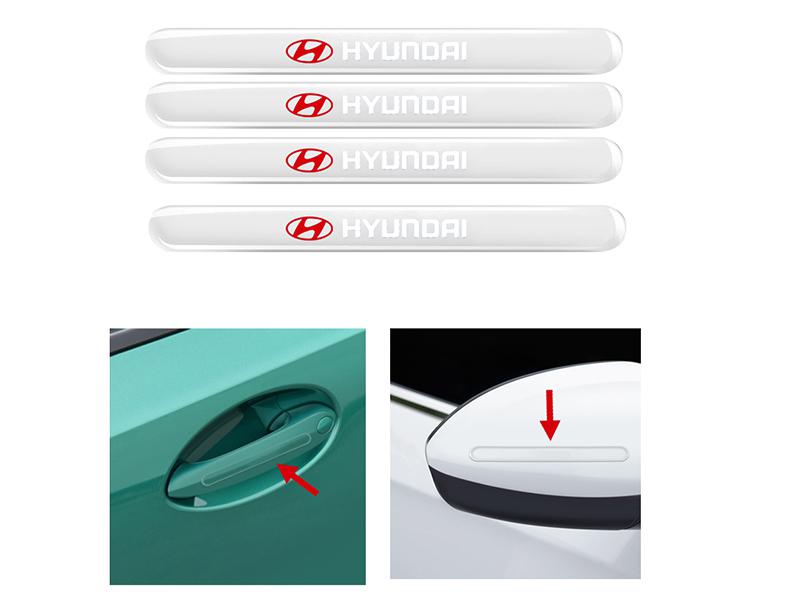 Hyundai Logo Transparent Rubber Door Handle Protector 