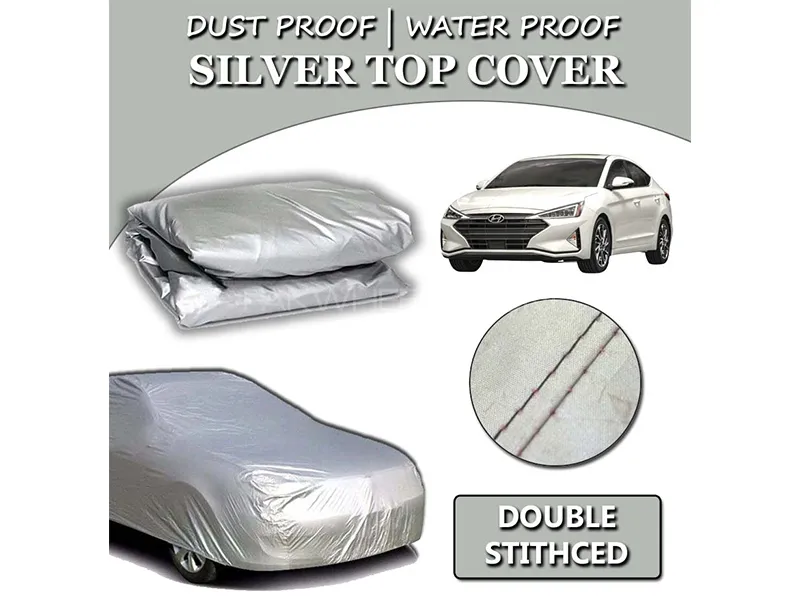 Hyundai Elantra 2021-2023 Parachute Silver Car Top Cover | Heat Proof | Double Stitched Image-1