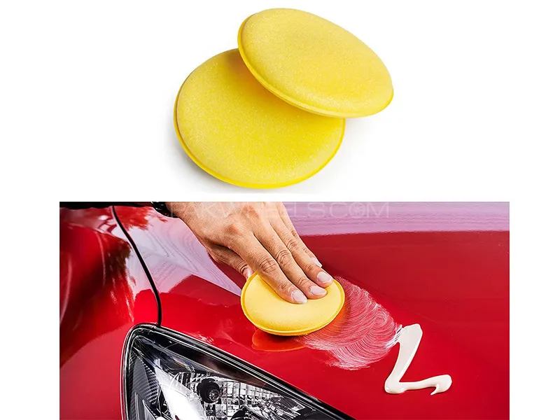 Applicator Pad | Car Polishing Pad | Yellow Color | Round Shape | Pack Of 3 Image-1