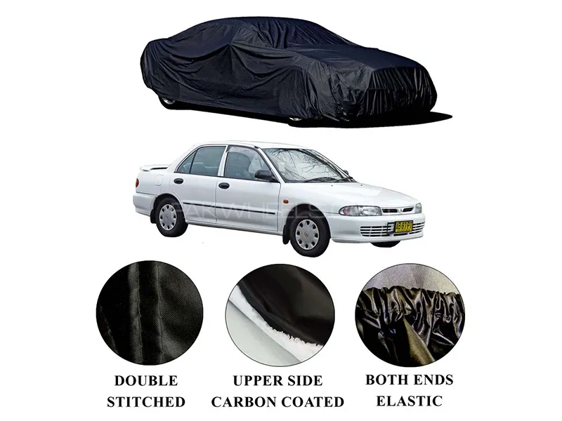 Mitsubishi Lancer 1985-1999 Polymer Carbon Coated Car Top Cover | Double Stitched | Water Proof Image-1