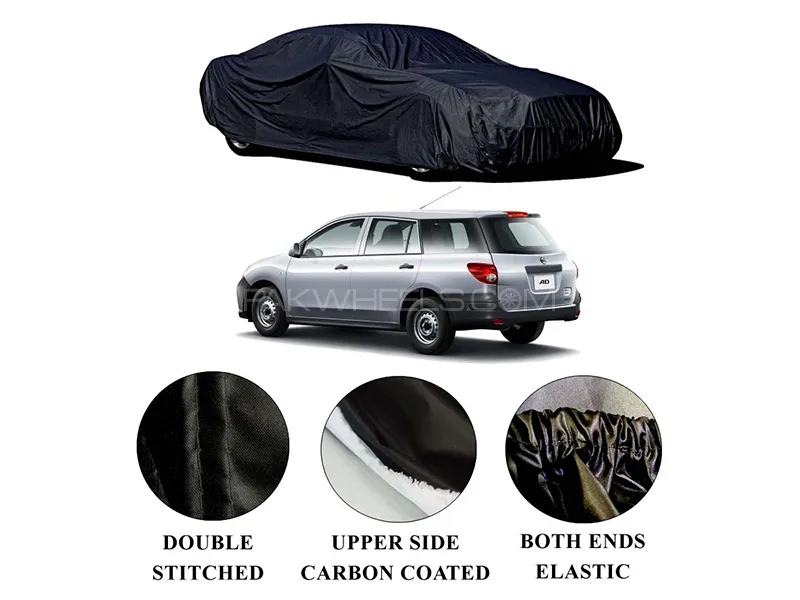 Nissan AD 1999-2005 Polymer Carbon Coated Car Top Cover | Double Stitched | Water Proof Image-1