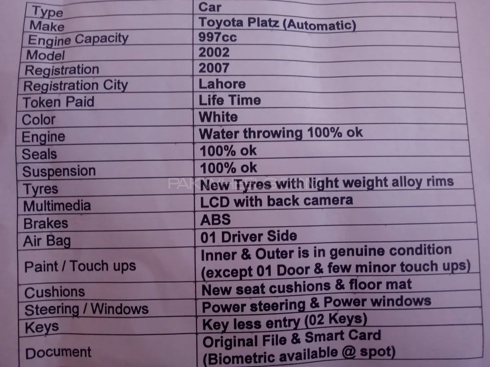 Toyota Platz 2002 for Sale in Attock Image-1