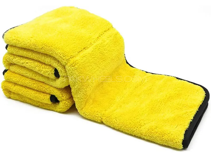 Microfiber Towel 40cmx40cm Plush Interline 1000GSM Yellow And Grey - Pack Of 3 Image-1