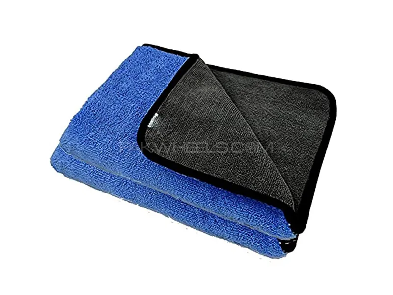Microfiber Towel 40cmx30cm Blue And Grey Twin Color Laminated 800GSM - Pack Of 3 Image-1