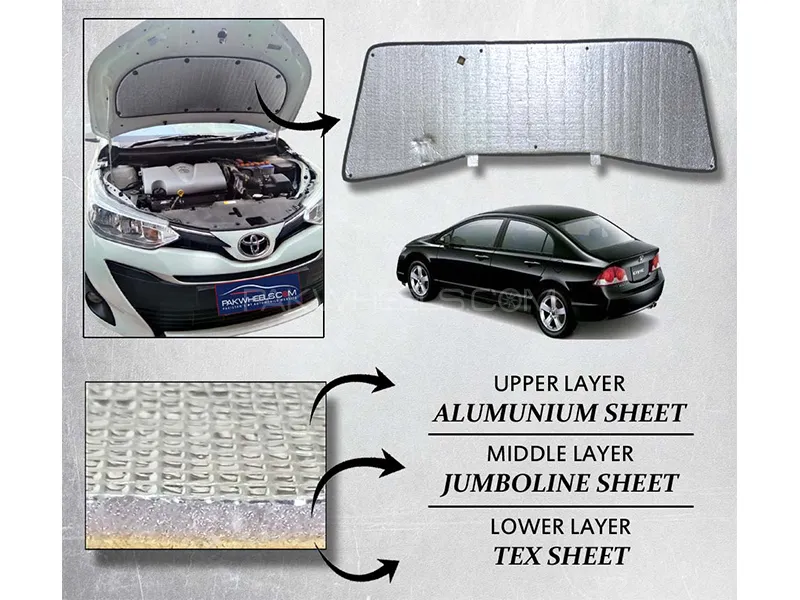 Honda Civic 2006-2012 Bonnet Insulation Namda | Silver Aluminium | Triple Layer Image-1