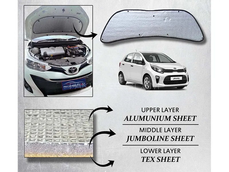 Kia Picanto 2019-2023 Bonnet Insulation Namda | Silver Aluminium | Triple Layer Image-1