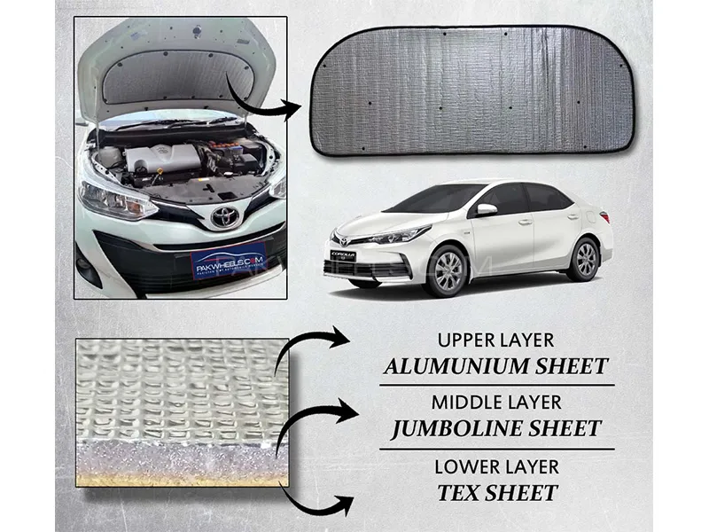 Toyota Corolla 2014-2023 Bonnet Insulation Namda | Silver Aluminium | Triple Layer Image-1