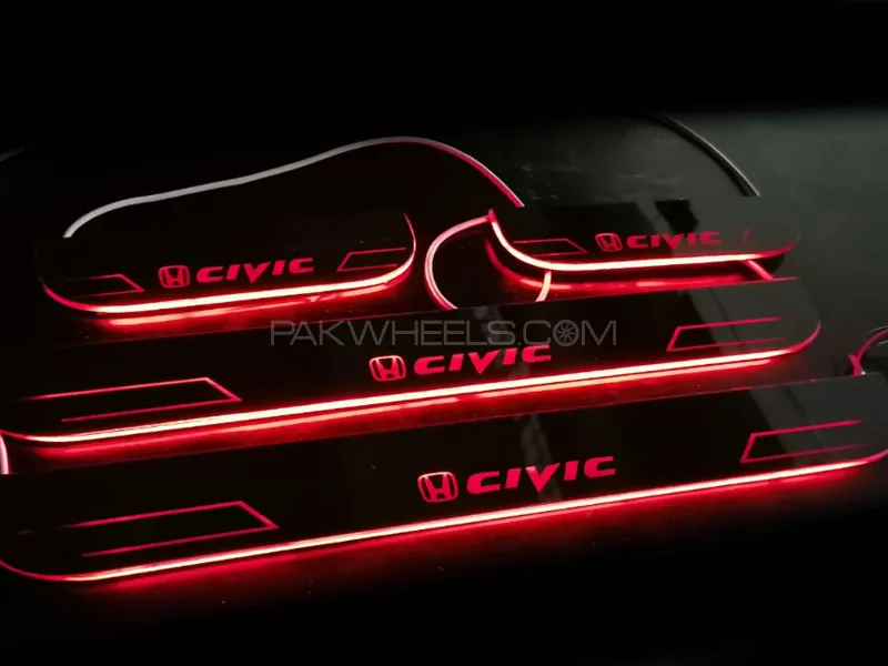 Honda Civic Acrylic Door Sill Plates With Lights Multi Color LED Set RGB Image-1