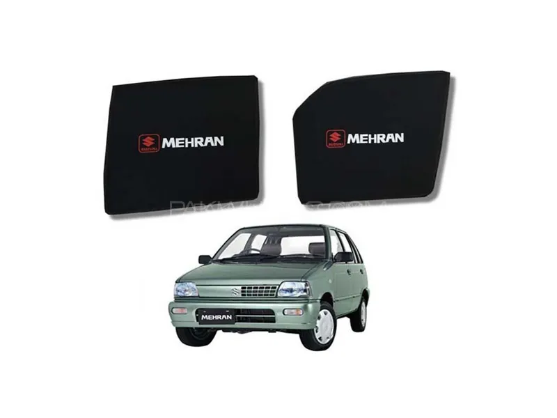 Suzuki Mehran 2012-2019 Fix Side Shade With Logo Black UV Protection Heat Protection Image-1
