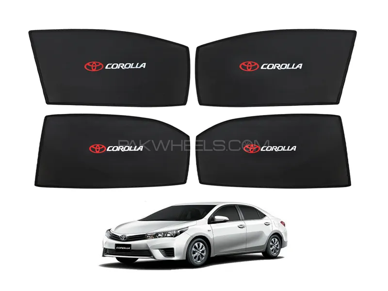 Toyota Corolla 2015-2022 Fix Side Shade With Logo Black UV Protection Heat Protection  Image-1