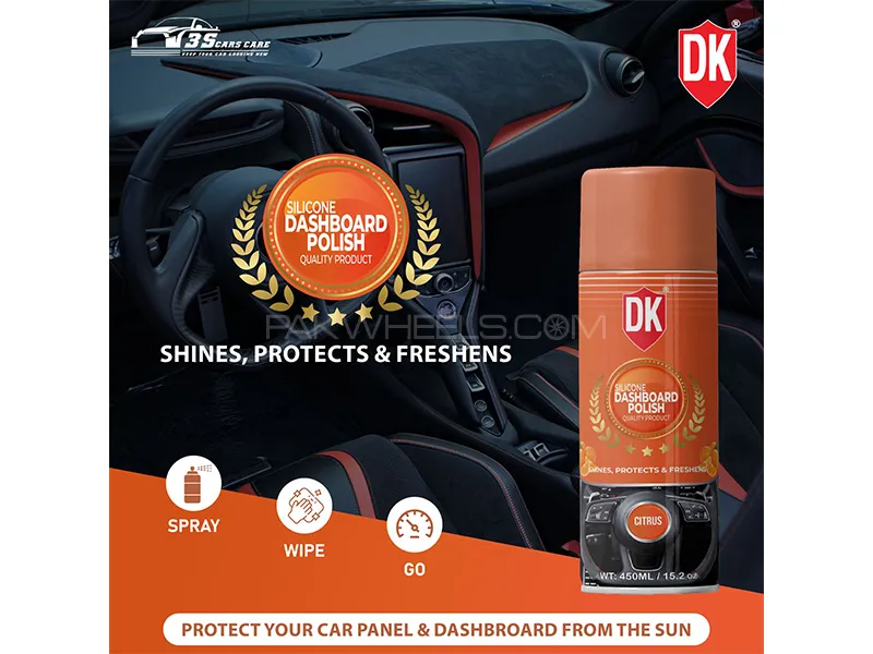 DK Silicon Dashboard Polish - Citrus - 450ml | Interior Care  Image-1