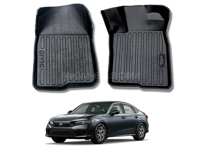 Honda Civic 2023 9D Luxury Plastic Tray Floor Mat Set Black Image-1