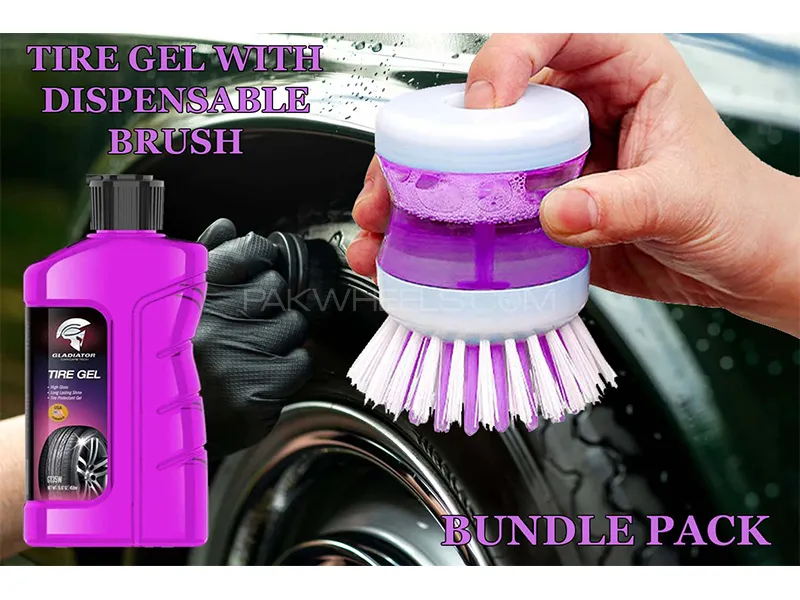 Gladiator Tire Gel With Tire Cleaning Dispensable Brush - Bundle Pack Image-1