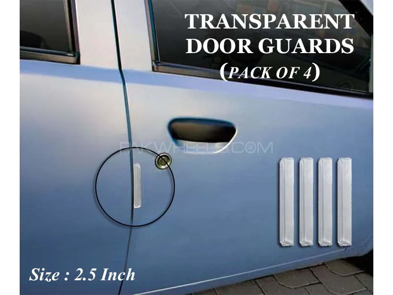 Universal Car Door Guards - Transparent - 2.5 Inch - Pack Of 4 Image-1