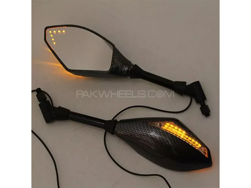 Bike Side Handle Mirrors With Indicator Lights Universal for All Image-1