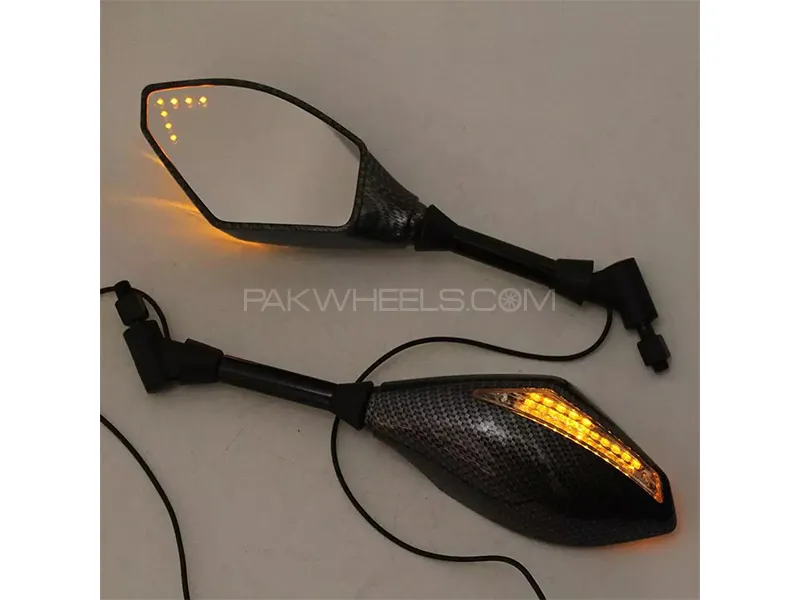 Bike Side Handle Mirrors With Indicator Lights Universal for All