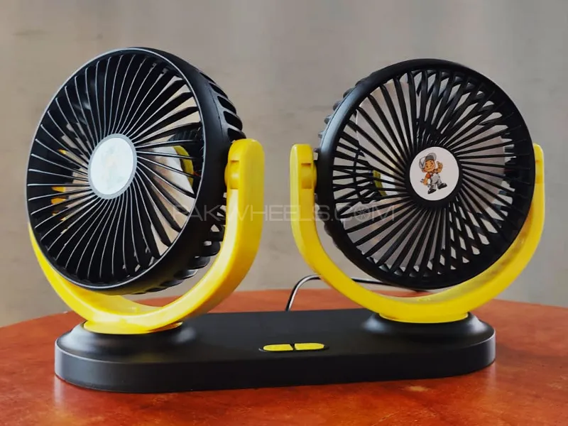 USB Dual Large Fans Adjustable Speed Low Noise 360 Rotation Car Cooling Fan Image-1