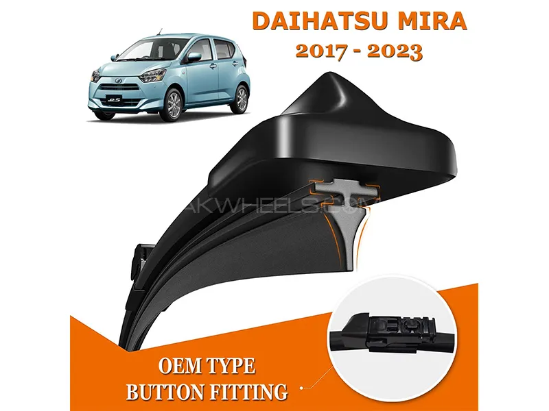 Daihatsu Mira 2017 - 2023 Silicon Wiper Blade | OEM Type | Button Fitting | Graphite Coated Image-1